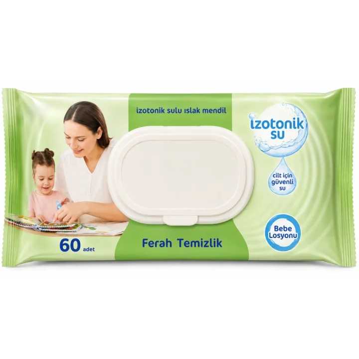 Mey İthalat® İzotonik Sulu Ferah Temizlik Islak Havlu Mendil 60lı