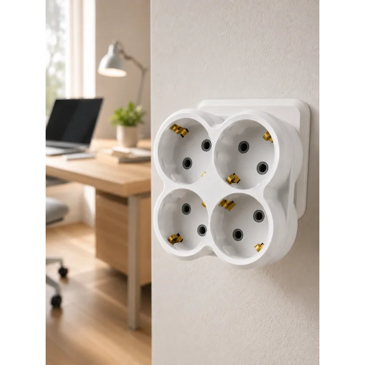 Mey İthalat® Kablosuz 4’lü Priz Çoklayıcı Kompakt Duvar Prizi Çoğaltma Adaptörü