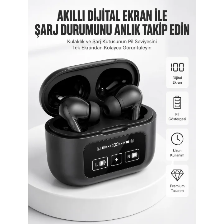 Mey İthalat® Kablosuz Bluetooth Kulaklık Pro Yeni Nesil Dokunmatik Kontrol