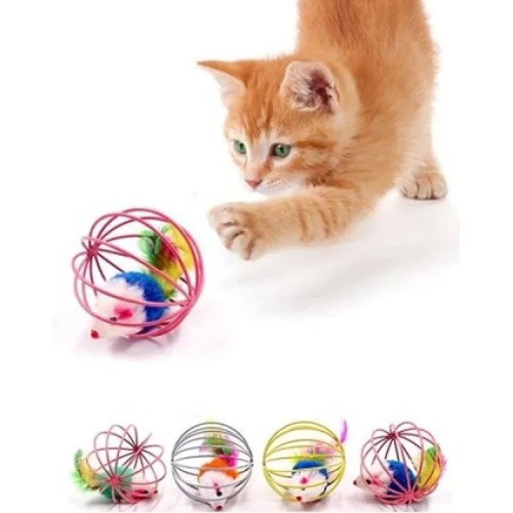 Mey İthalat® KAFESLI FARELI KEDI KÖPEK OYUN TOPU