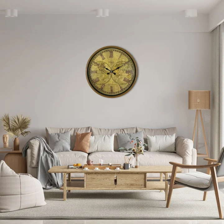 Mey İthalat® Kahverengi Vintage 36 Cm Duvar Saati