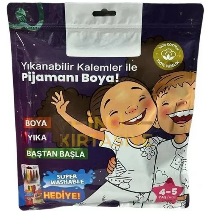 Mey İthalat® Kalem Hediyeli Boyanabilir Pijama 4-5 Yaş