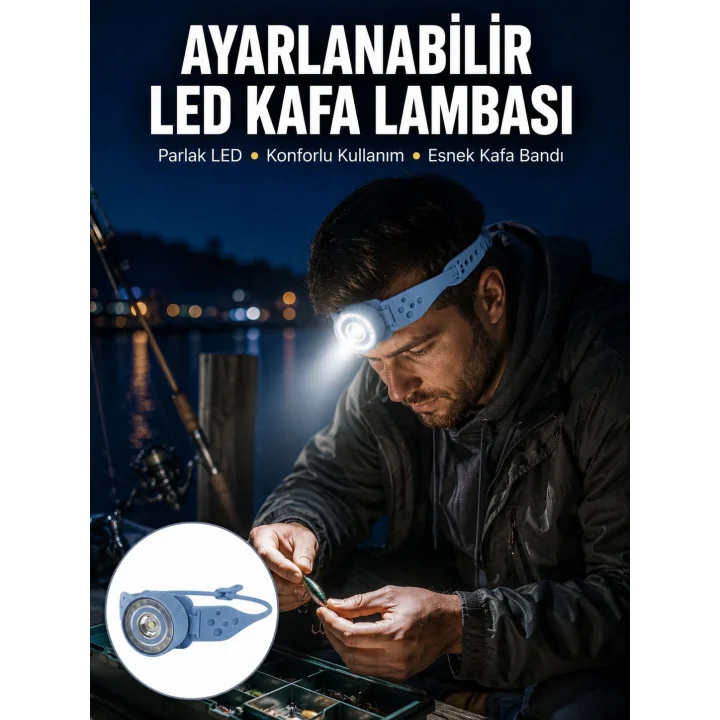 Mey İthalat® Kampçı Kafa Lambası Su Geçirmez Çok Modlu LED Yeni Nesil