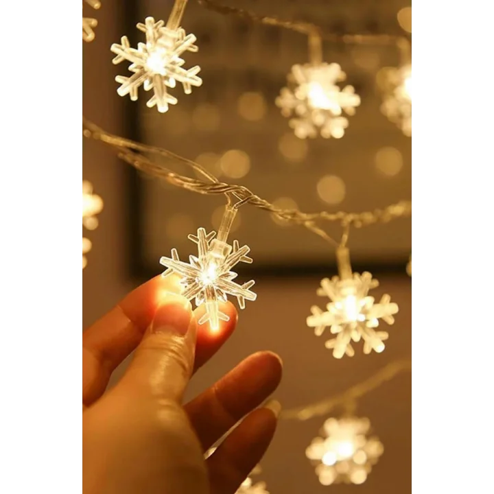 Mey İthalat® Kar Tanesi Şekilli 3.5 Metre USB LED Işık – 20 LED’li Dekoratif Kış ve Yılbaşı Aydınlatması