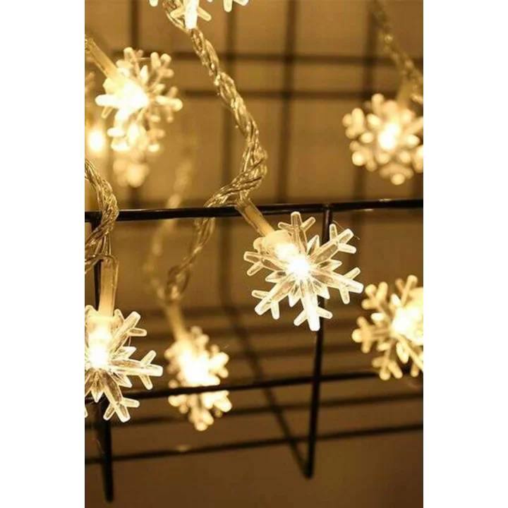 Mey İthalat® Kar Tanesi Şekilli 3.5 Metre USB LED Işık – 20 LED’li Dekoratif Kış ve Yılbaşı Aydınlatması
