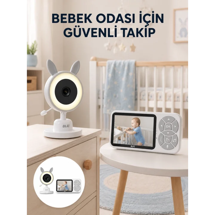 Mey İthalat® Karşılıklı Sesli Bebek Kamerası 4x Zoom Sıcaklık Sensörlü Yeni Nesil