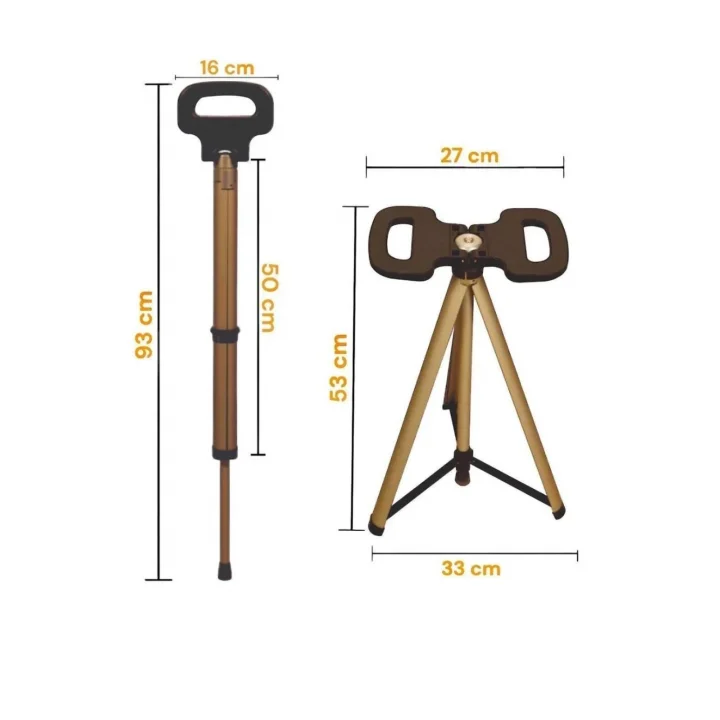 Mey İthalat® Katlanabilir Baston Tabure, Walking stick and portable stoo