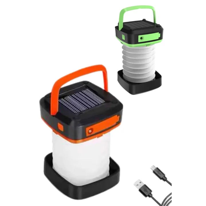 Mey İthalat® Katlanabilir Kamp Lambası Akordiyon Lamba Şarjlı 3 Kademeli Solar