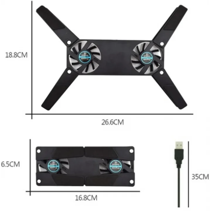 Mey İthalat® Katlanabilir Laptop Soğutucu 2 fanlı