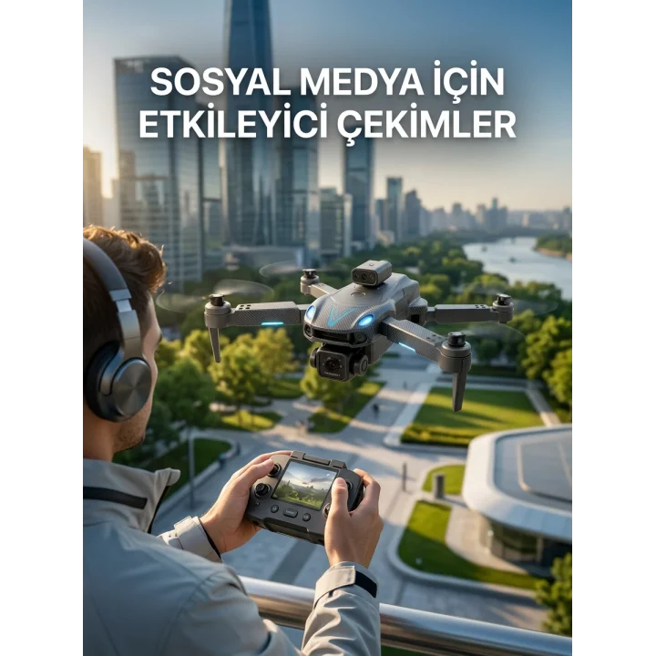Mey İthalat® Katlanabilir Profesyonel Görünümlü Kamera Drone