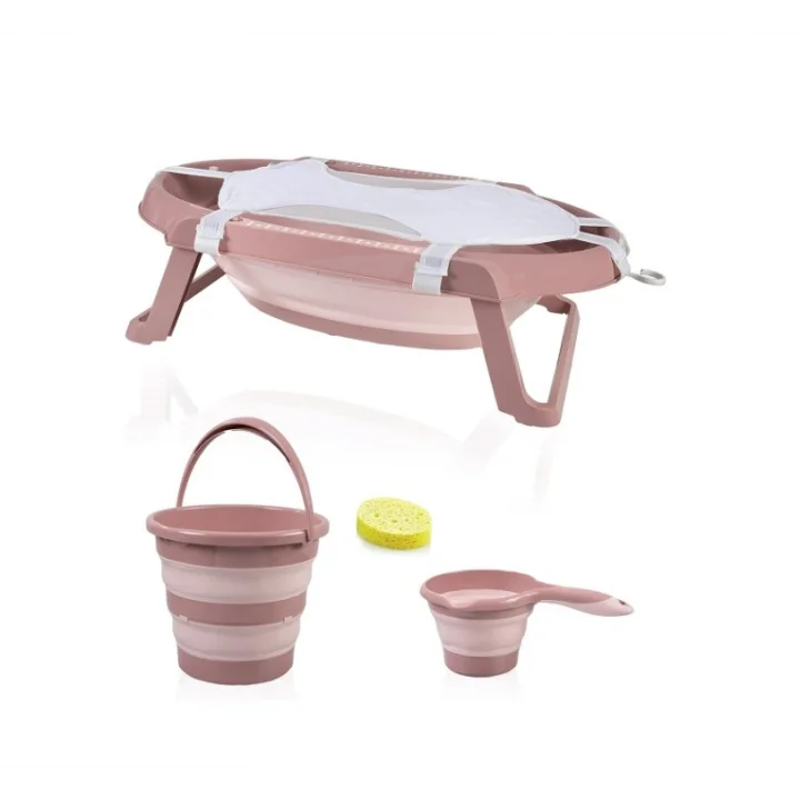 Mey İthalat®   Katlanır Banyo 5Li Küvet Seti 596 Somon