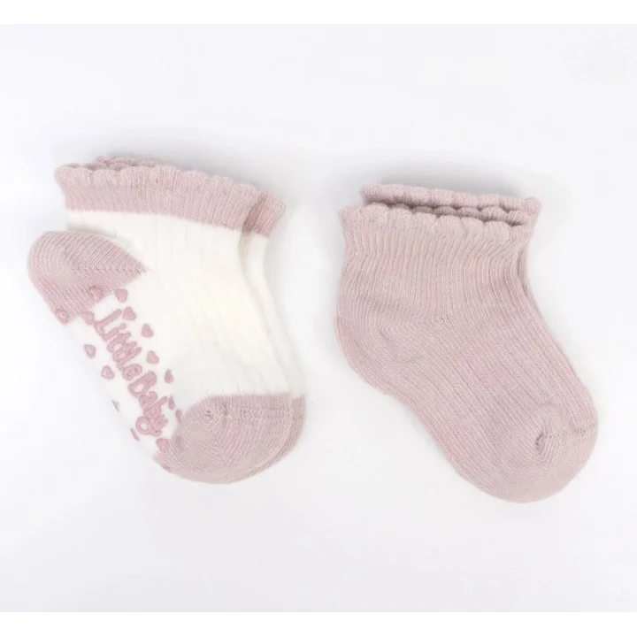 Mey İthalat® Kaymaz 2li  Kız Bebek Patik Çorap K44149  (tek adet fiyatıdır)