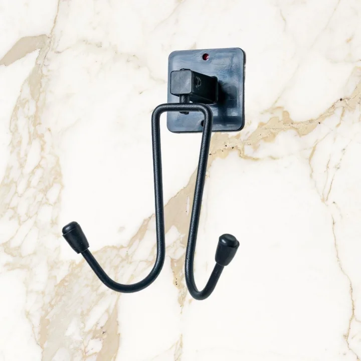 Mey İthalat®  Kendiliğinden Yapışkanlı Siyah Paslanmaz Metal Bornoz ve Havlu Askılığı