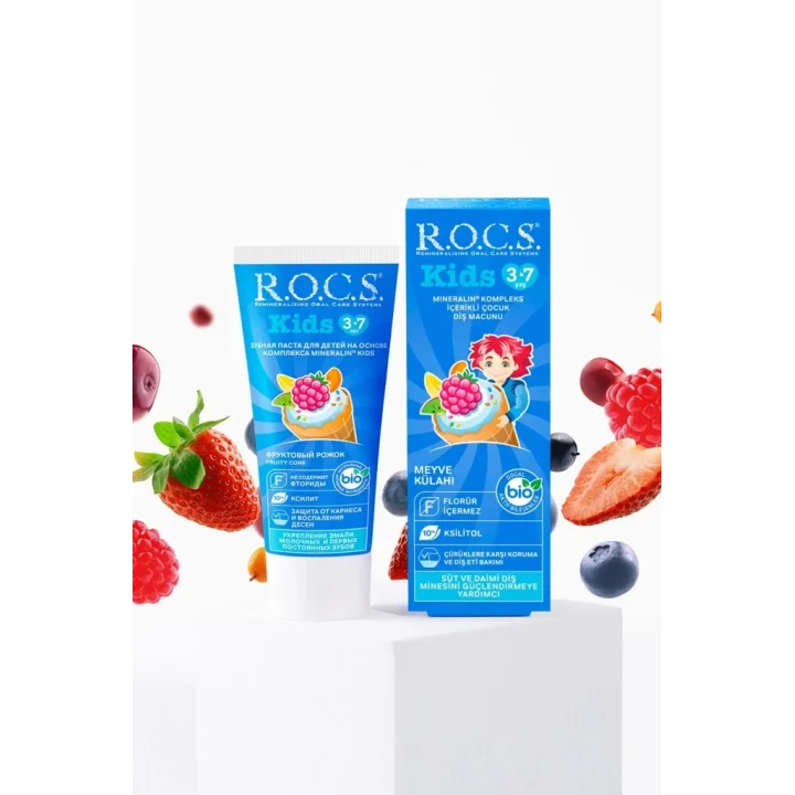 Mey İthalat®  .Kids Diş Macunu 3-7 Yaş 35 ml Meyve Külahı
