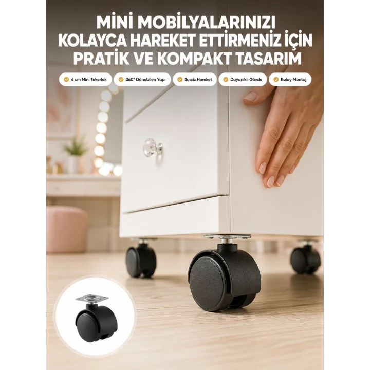 Mey İthalat® Kilitsiz 4 cm Mobilya Ayağı Tek Adet Pratik ve Dayanıklı