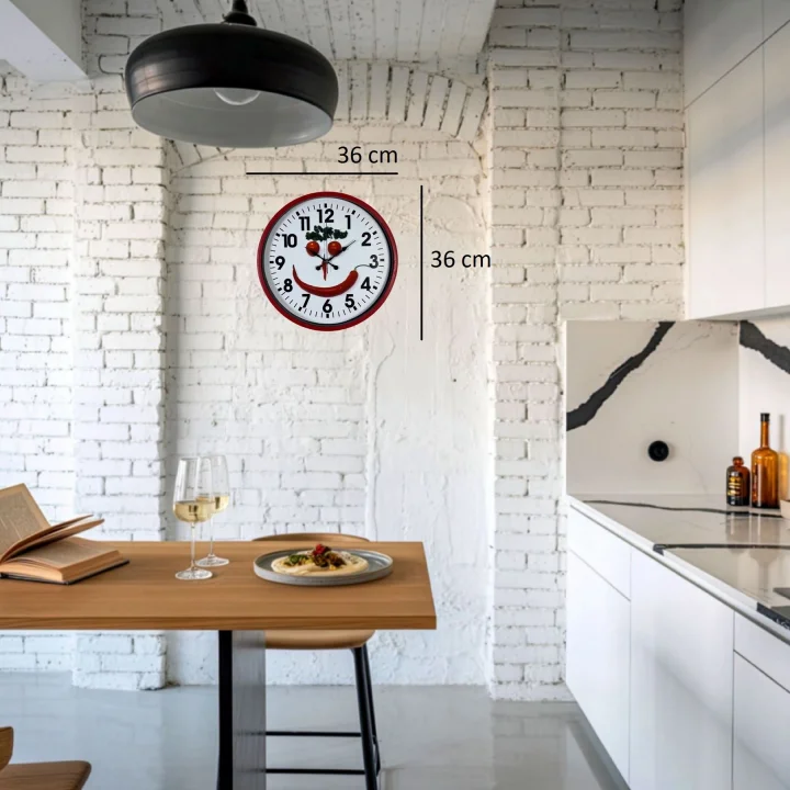 Mey İthalat® Kırmızı  Kitchen 36 Cm Mutfak Duvar Saati