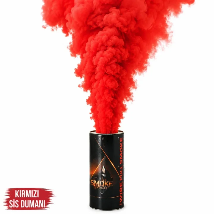 Mey İthalat® Kırmızı Renk Sis Bombası Kırmızı Duman 1 Adet
