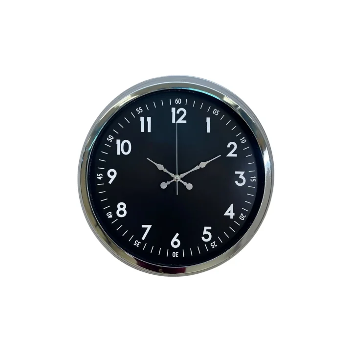 Mey İthalat® Klasik 40 Cm Krom Şık Metal Duvar Saati