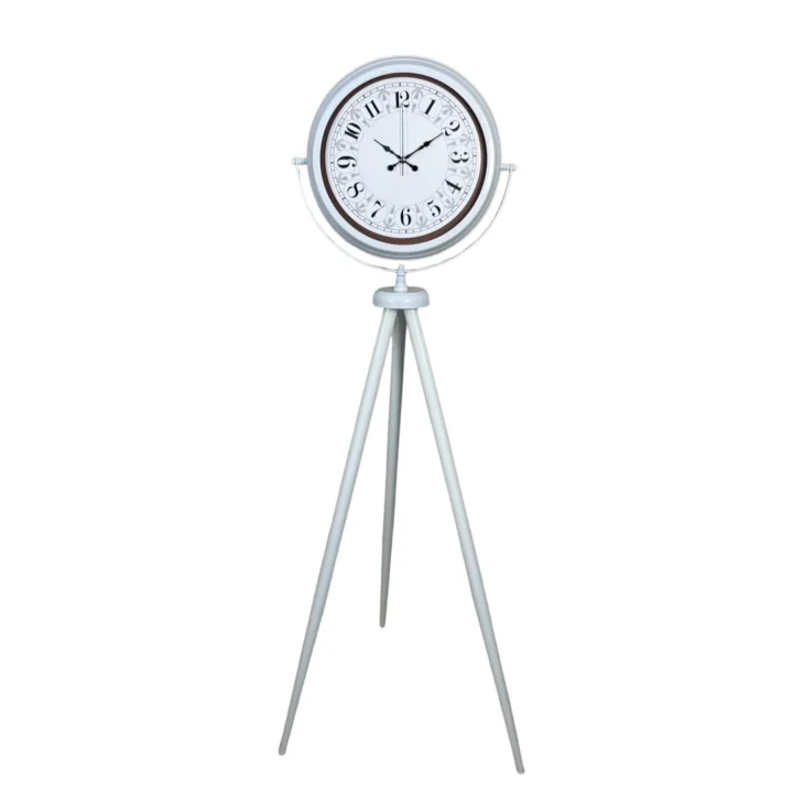 Mey İthalat® Klasik Rakamlı Beyaz Tripod Ayaklı Saat