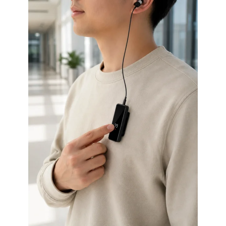 Mey İthalat® Klipsli Tek Kulaklıklı Kablosuz Bluetooth Kulaklık Dijital Ekranlı Taşınabilir Model