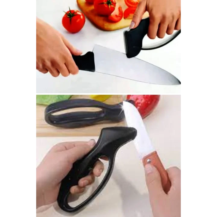 Mey İthalat®  Kolay Tutuş Saplı Paslanmaz Çelik Manuel Bıçak Bileme Aleti