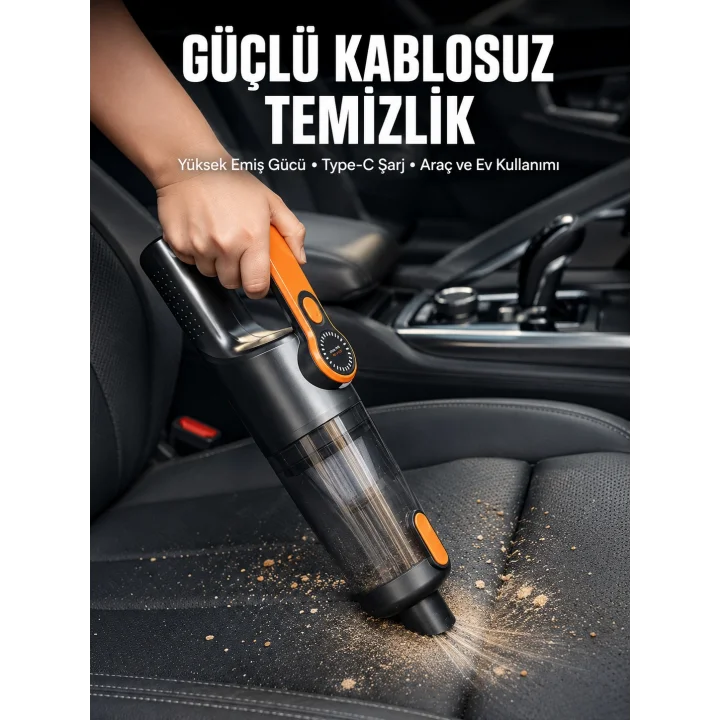 Mey İthalat® Kompakt Kablosuz Süpürge Güçlü Çekiş ve Düşük Ses Seviyesi