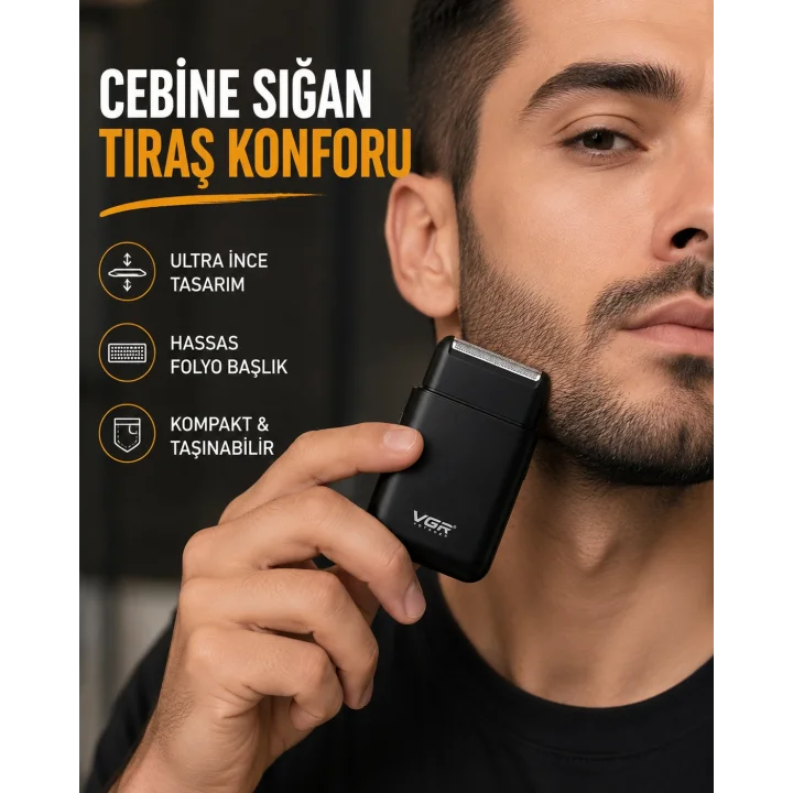 Mey İthalat® Kompakt Şarjlı Tıraş Makinesi Çift Yönlü Bıçaklı 45 Dakika Kullanım Süreli
