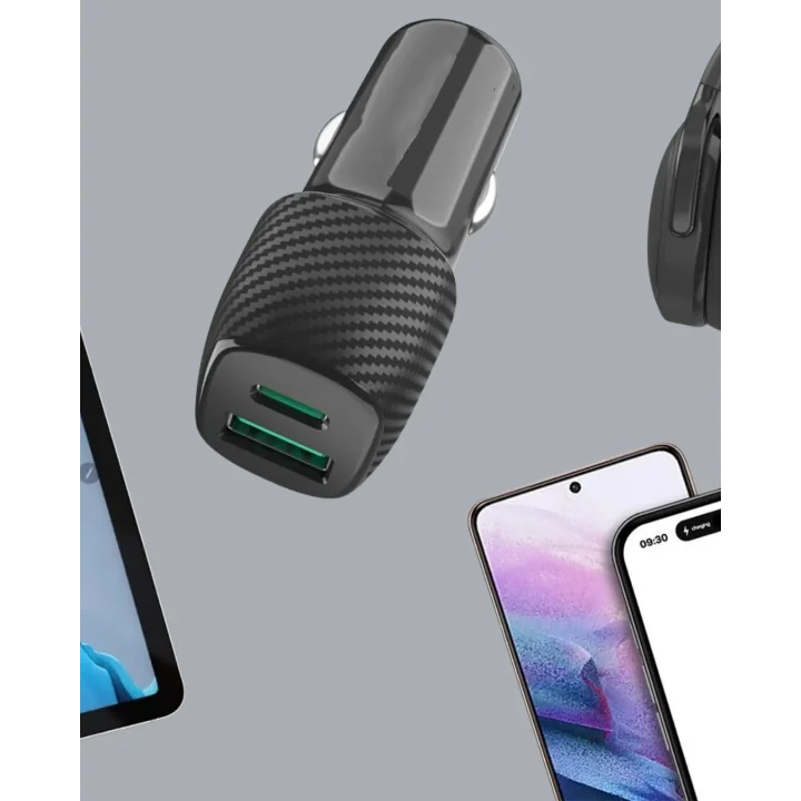 Mey İthalat® Kompakt Tasarımlı Type-C + USB Girişli Araç Şarj Başlığı