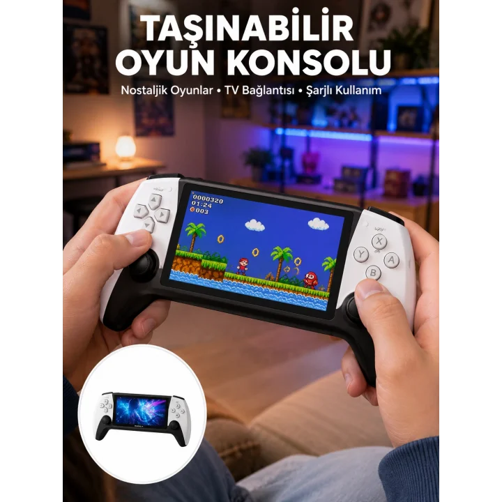Mey İthalat® Kompakt ve Hafif Retro Oyun Konsolu 1000 Klasik Oyun Dahil