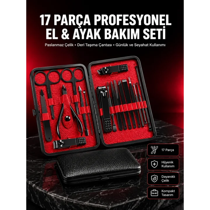Mey İthalat® Kompakt ve Şık Tasarımlı 17 Parça Bakım Seti Yeni Nesil