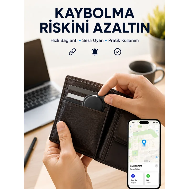 Mey İthalat® Konum Takip Cihazı AirTag İOS ve Android Uyumlu Akıllı Eşya Bulucu