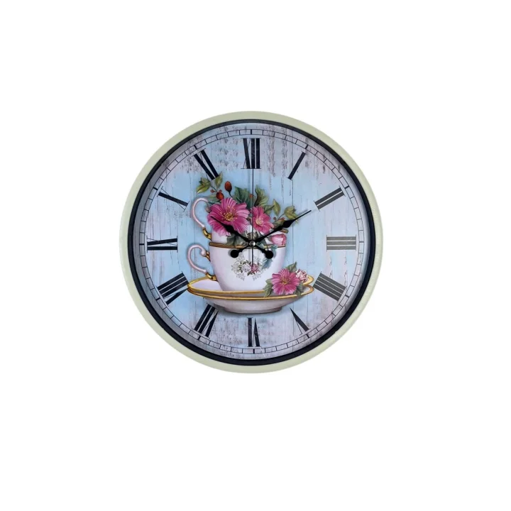 Mey İthalat® Krem 36 Cm Çiçek Figürlü Duvar Saati