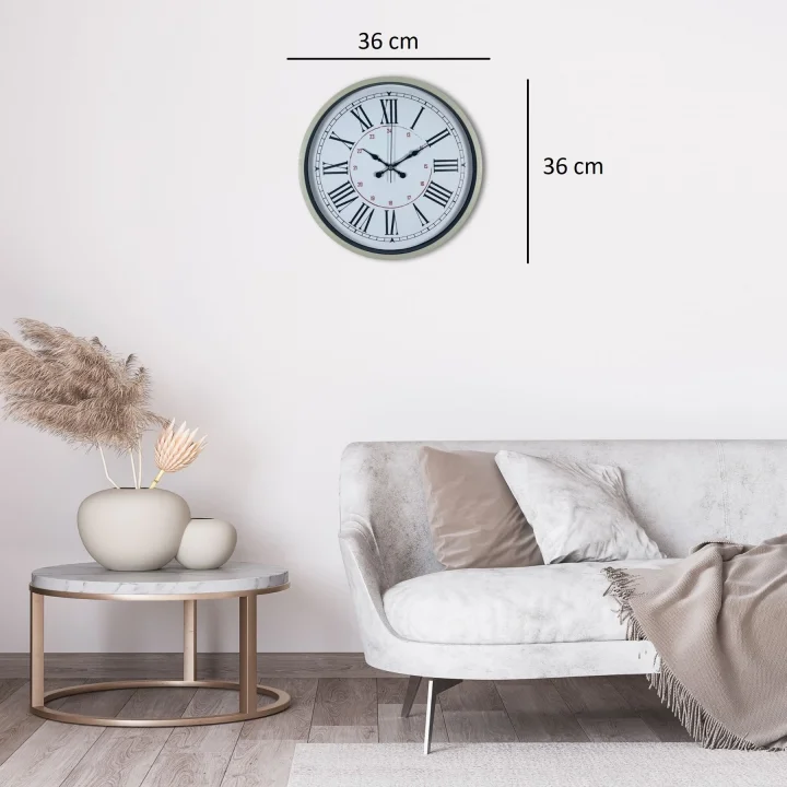 Mey İthalat® Krem 36 Cm Dekoratif Modern Duvar Saati