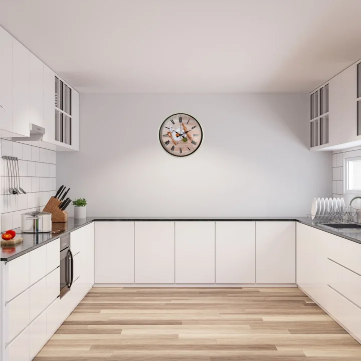 Mey İthalat® Krem 36 Cm Dekoratif Mutfak Duvar Saati