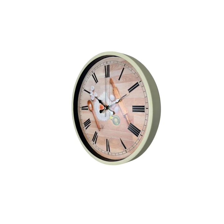 Mey İthalat® Krem 36 Cm Dekoratif Mutfak Duvar Saati