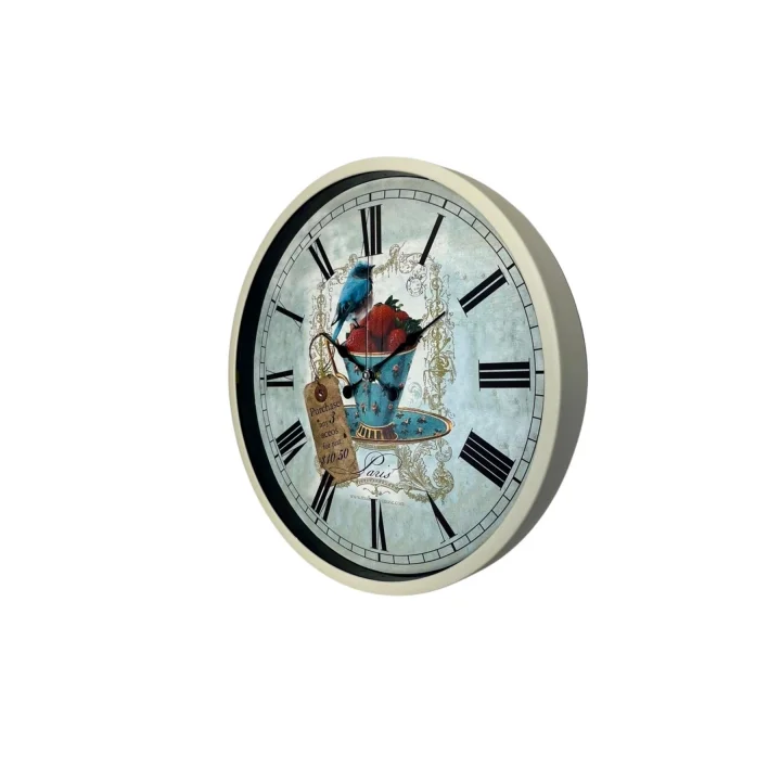 Mey İthalat® Krem 36 Cm Paris Strawberry Bird Duvar Saati