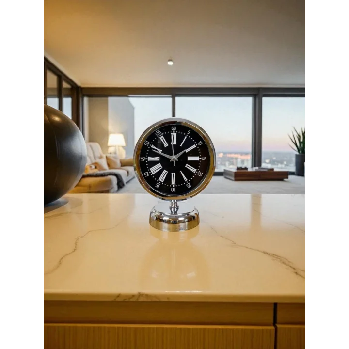 Mey İthalat® Krom Asalet 25 x 20 cm  Zarif Masa Saati