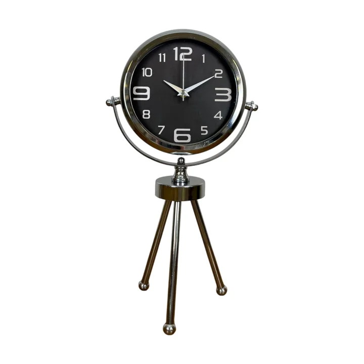 Mey İthalat® Krom Asil Üç Ayaklı Metal Masa Saati