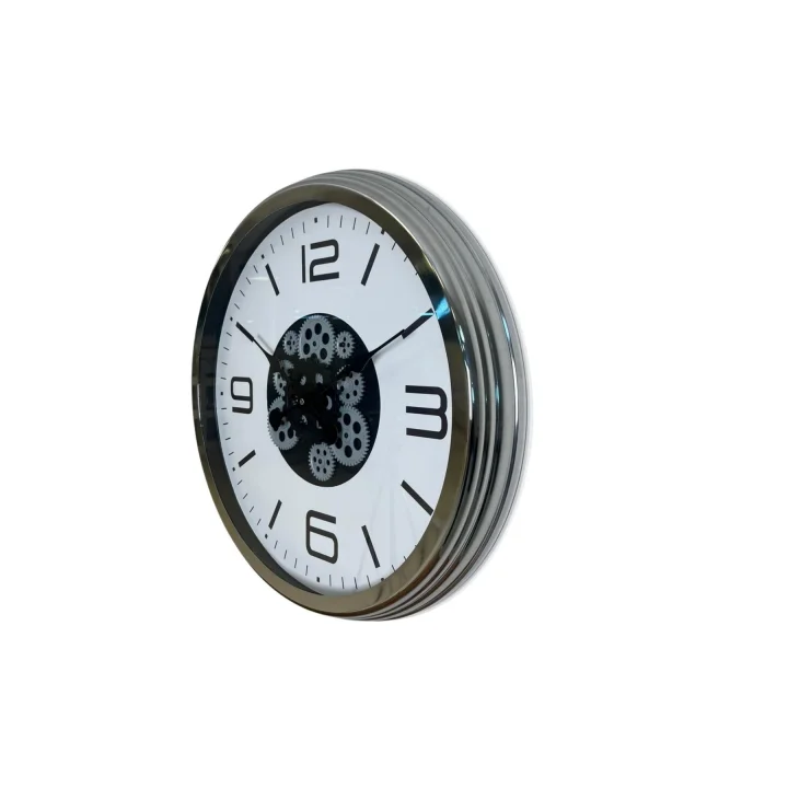 Mey İthalat® Krom Modern 60 Cm Çarklı Duvar Saati