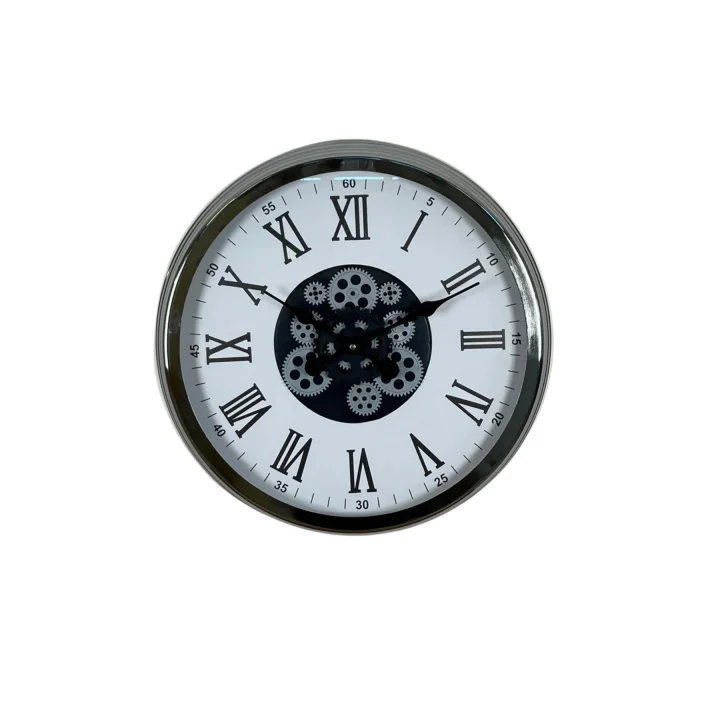 Mey İthalat® Krom Roma Rakamlı 60 Cm Çarklı Duvar Saati