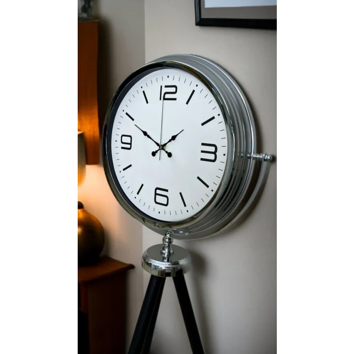 Mey İthalat® Krom Sade & Şık Tripod Ayaklı Saat