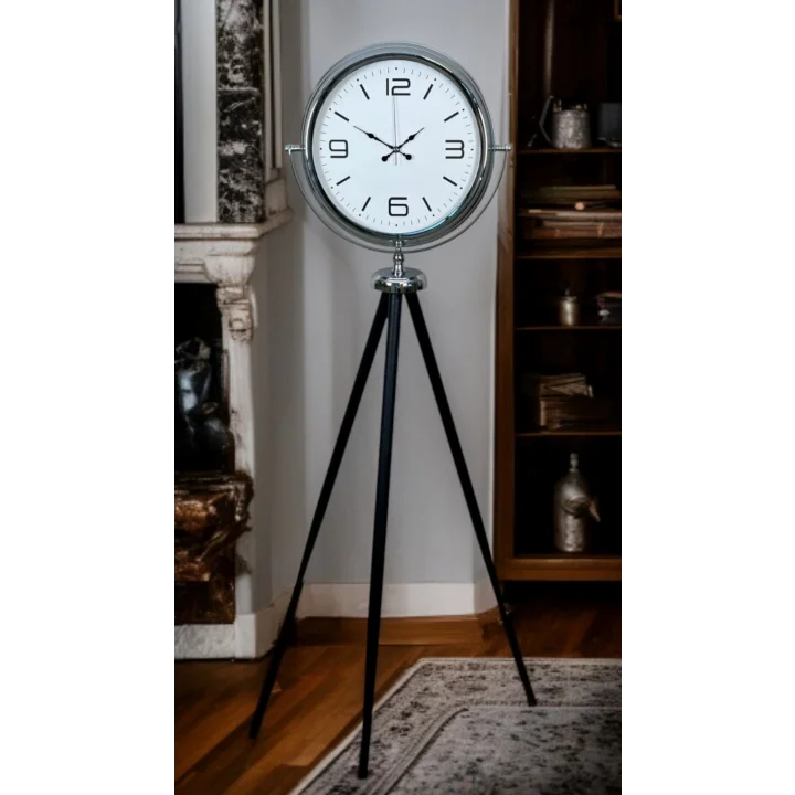 Mey İthalat® Krom Sade & Şık Tripod Ayaklı Saat