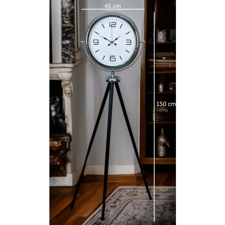 Mey İthalat® Krom Sade & Şık Tripod Ayaklı Saat