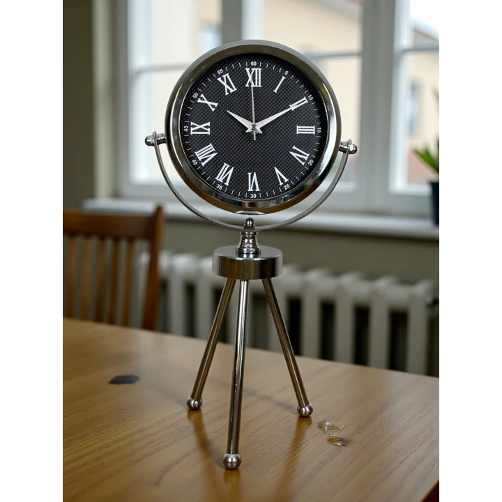 Mey İthalat® Krom Şık Üç Ayaklı Masa Saati