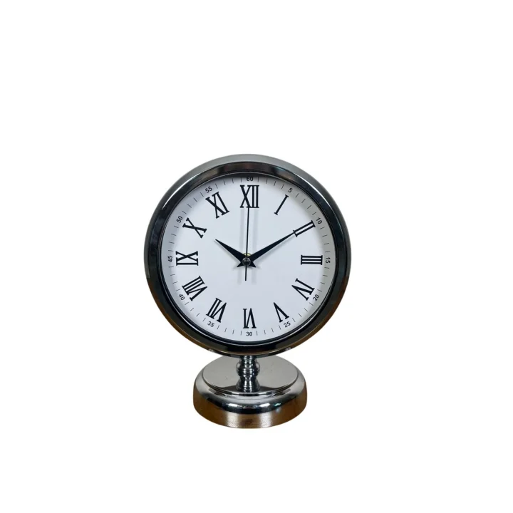 Mey İthalat® Krom Zarif 25 x 20 Cm Metal Masa Saati