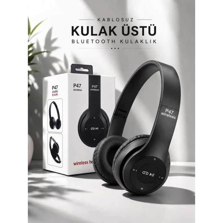 Mey İthalat® Kulak Üstü TF Kart ve AUX Destekli Ergonomik Bluetooth Kulaklık