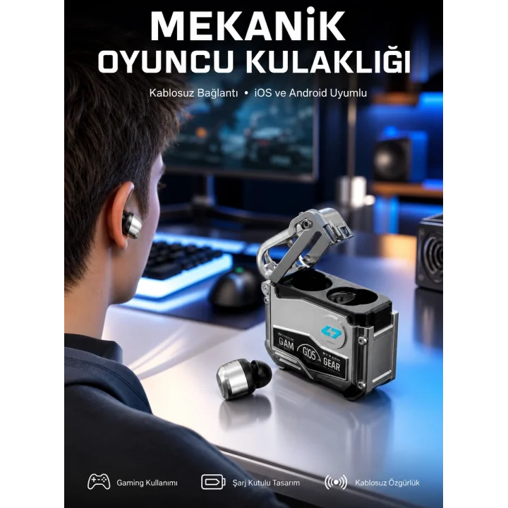 Mey İthalat®  Kulaklığı Yeni Mekanik Kablosuz Kulaklık İos Android Uyumlu Yeni Nesil