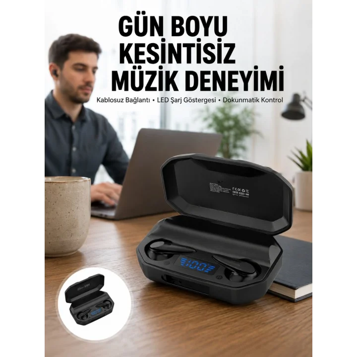 Mey İthalat® Kulaklık Bluetooth 5.2 Kablosuz Kulakiçi Rgb Işıklı Çift Mikrofonlu Yeni Nesil