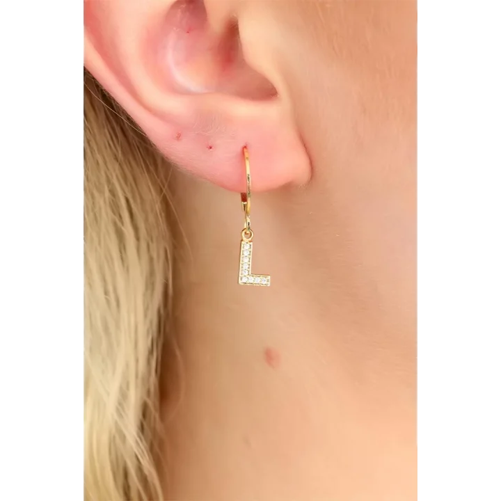 Mey İthalat® L Harf Bayan Küpe