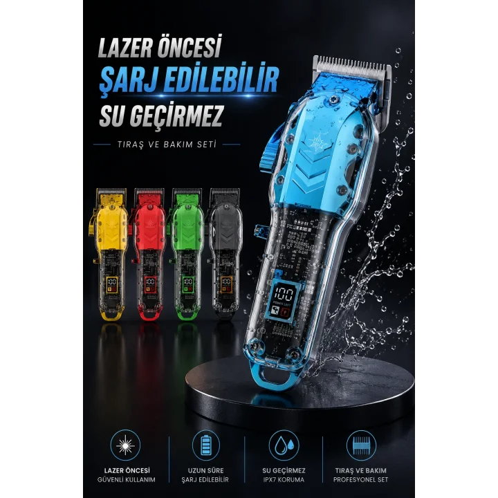 Mey İthalat® Lazer Öncesi Şarj Edilebilir, Su Geçirmez Tıraş ve Bakım Seti
